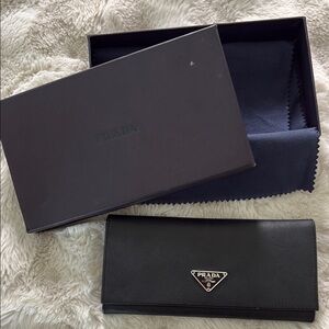 Prada inspired Black Saffiano Leather Wallet